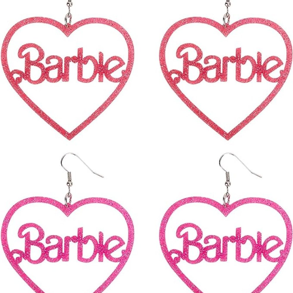 Barbie Jewelry | 2PCS Pink Heart Acrylic Earrings | Super Hot Item - Trending!!
